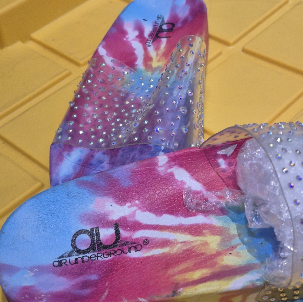 Colorful Slide Sandals with Rhinestones - Picture 3 of 4